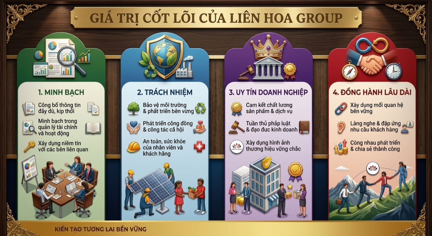 Văn hóa kinh doanh Liên Hoa Group dựa trên uy tín doanh nghiệp và sự minh bạch